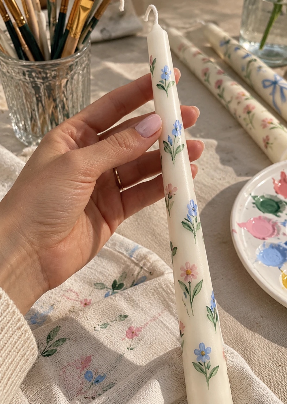 Hand-painted taper candles